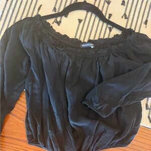 Brandy Melville Black Off-Shoulder Peasant Top